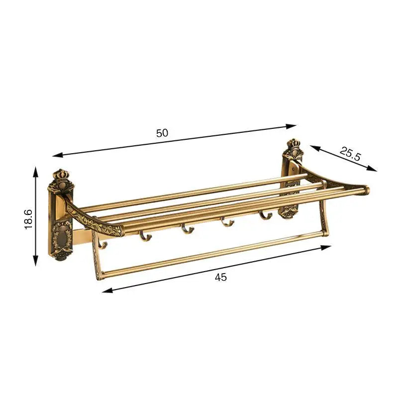 Foldable Aluminum Towel Rack with Double Shelf and Hooks | Lersk