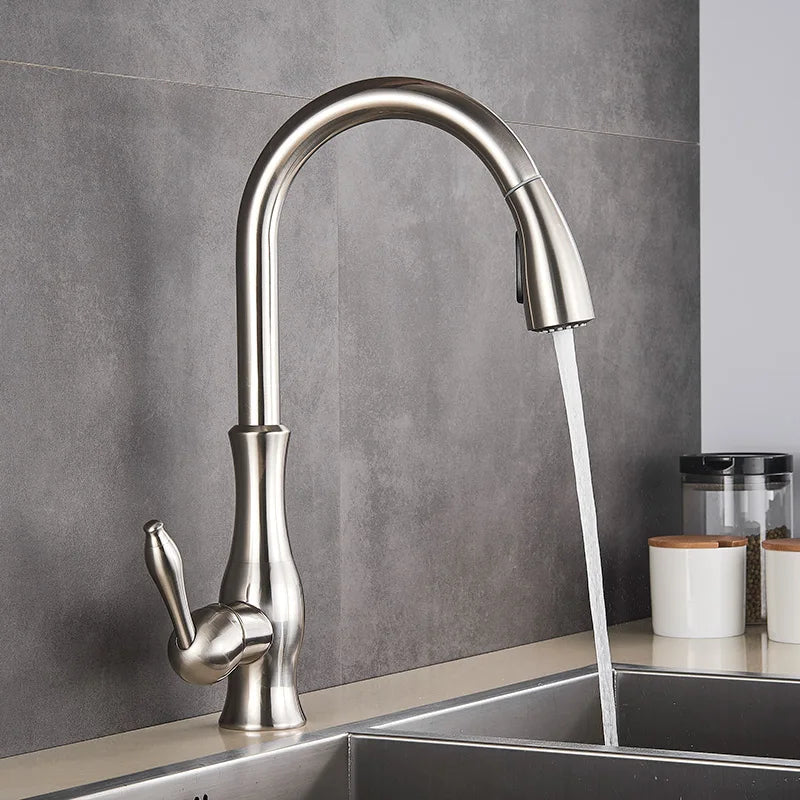 AureliaLux Gold Kitchen Faucet With Pull Out Spray And Swivel Spout | Lersk