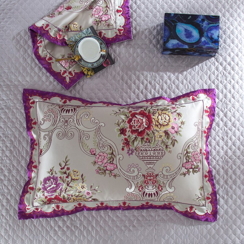 Parure de housse de couette en satin de soie Aurelia en coton argent et or | Lersk