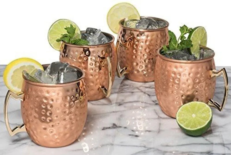 Sæt med hamret kobberkop Premium fra Chillicopper holder drikke kolde til cocktailentusiaster | Lersk