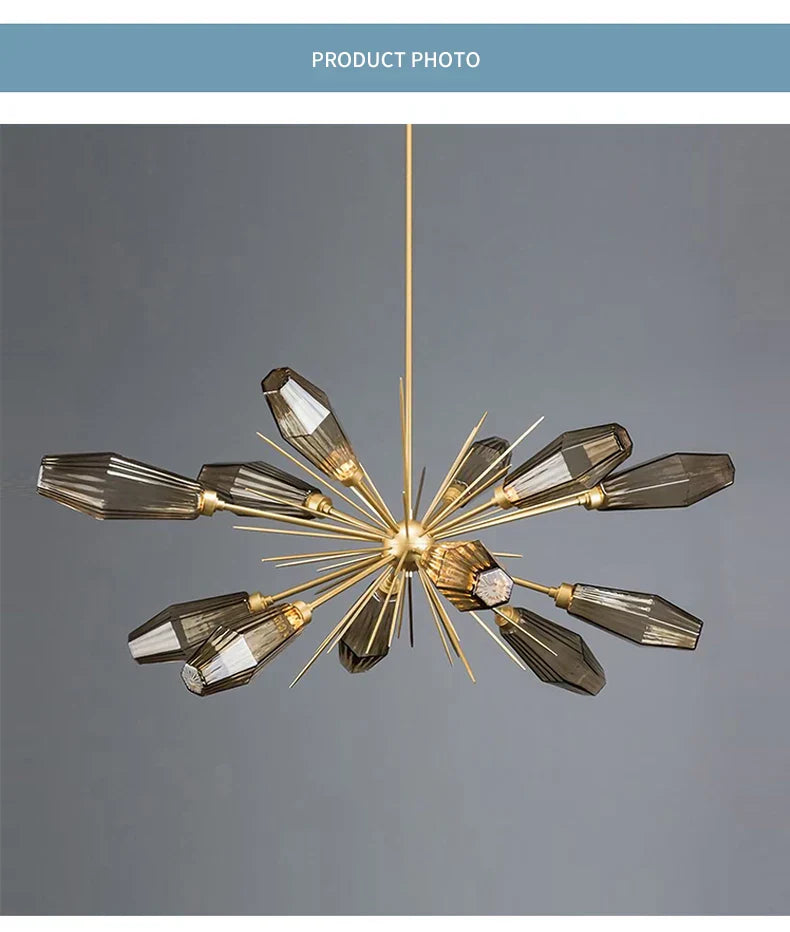 NovaOrb Chandelier LED Gray Glass Modern Hanging Light | Lersk