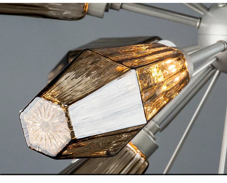 NovaOrb Chandelier LED Gray Glass Modern Hanging Light | Lersk