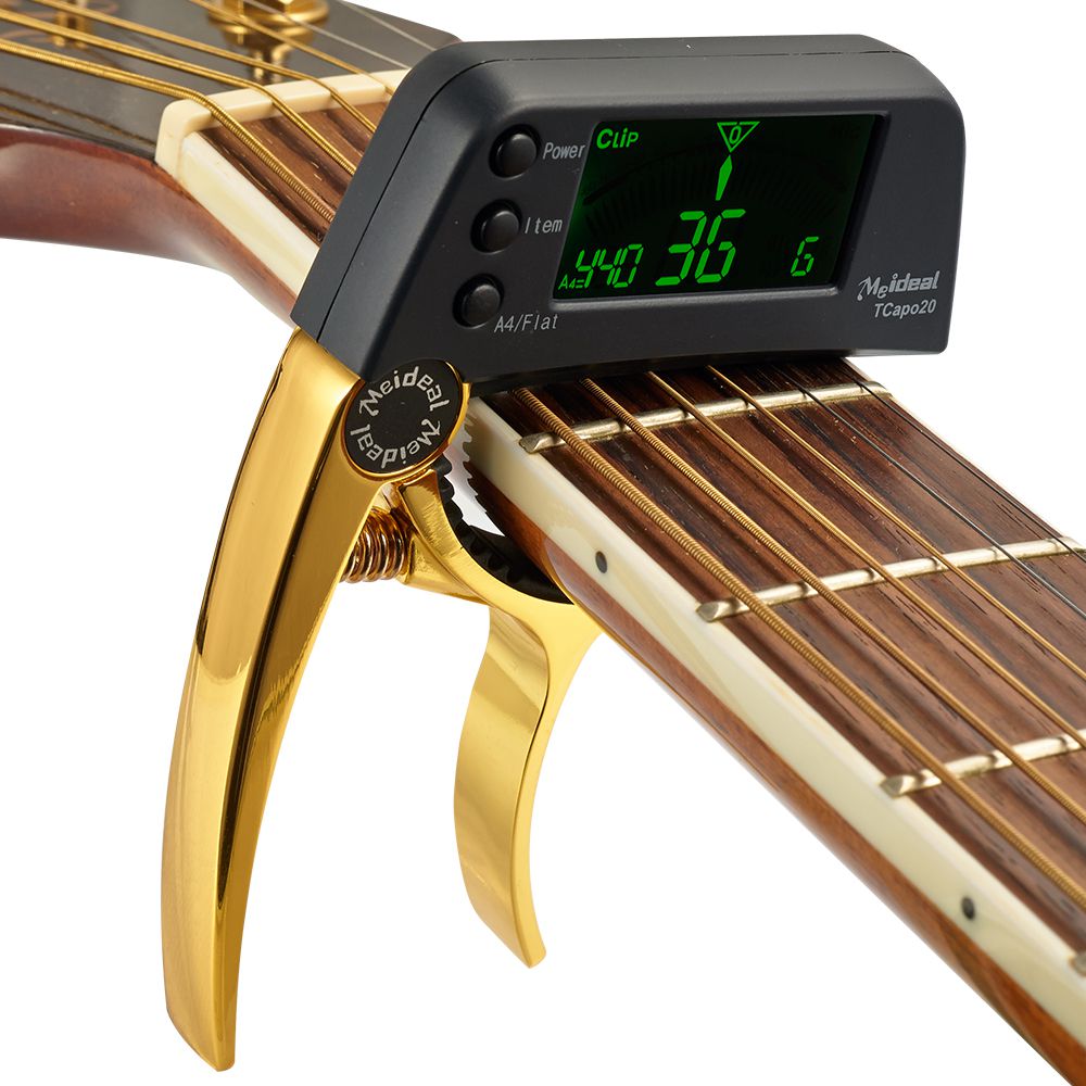 TuneGrip Capo en Tuner 2-in-1 Gitaaraccessoire met LCD-scherm voor snelle, nauwkeurige stemming | Lersk
