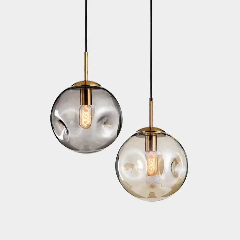 Aurelle | Złota szklana kula wisząca lampa do domu | Lersk