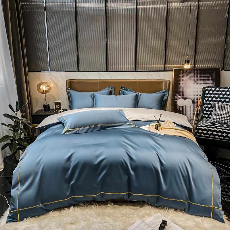Elara Luxe Egyptian Cotton Hotel Bedding Set With Gold Trim | Lersk