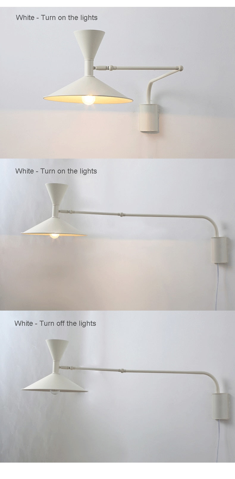 Lampada da parete NovaSwing con braccio oscillante e spina per decorazione camera da letto | Lersk