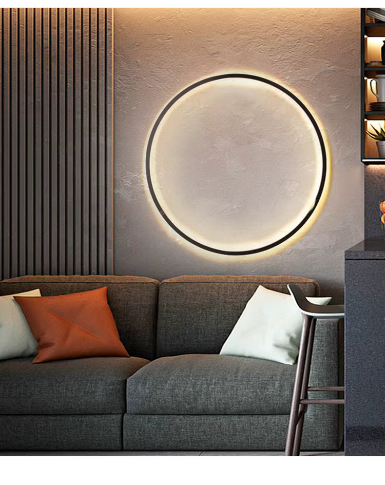 Solformet rund væglampe elegant moderne minimalistisk belysning til stuer | Lersk