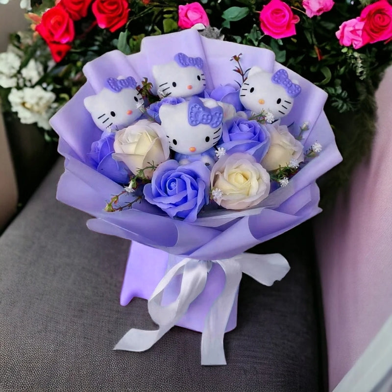 Kytice Hello Kitty Flowers jako dárek k narozeninám a oslavám, ideální pro radostná překvapení | Lersk