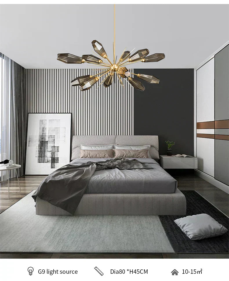 NovaOrb Chandelier LED Gray Glass Modern Hanging Light | Lersk