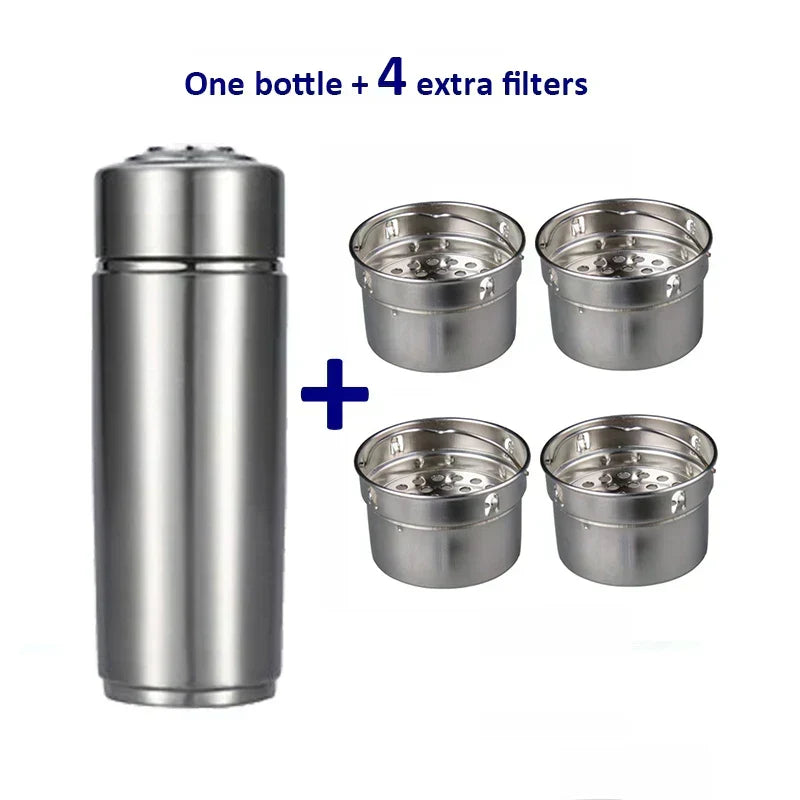 AeroHydra Hydrogen Water Bottle With Alkaline Ionizer pH 8 To 10 Stainless Steel