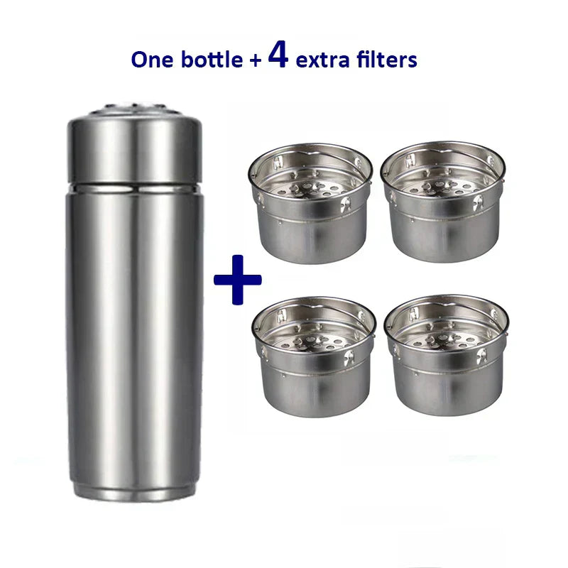 AeroHydra Wasserflasche mit Wasserstoff und alkalischem Ionisator pH 8 bis 10 aus Edelstahl | Lersk