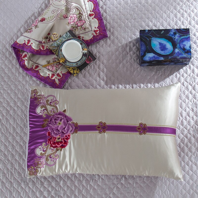 Parure de housse de couette en satin de soie Aurelia en coton argent et or | Lersk