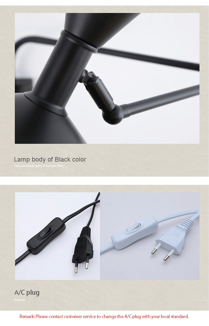 Lampada da parete NovaSwing con braccio oscillante e spina per decorazione camera da letto | Lersk