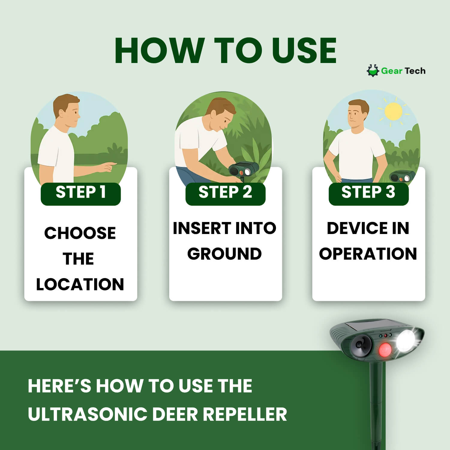 SolaraGuard Solar Ultrasonic Deer Repeller For Gardens | Lersk