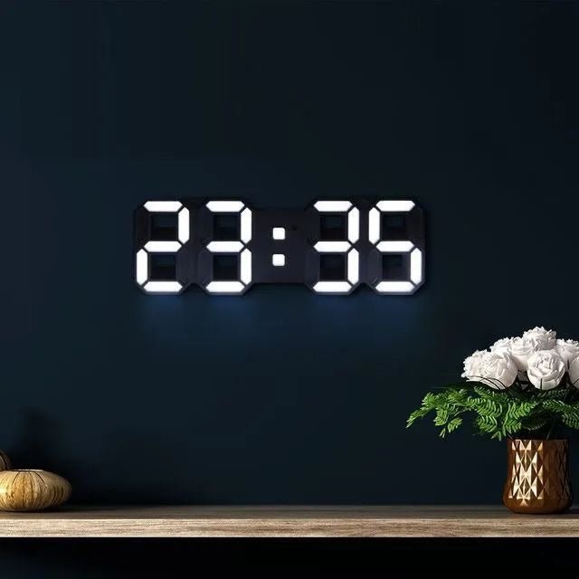 ساعة حائط رقمية ثلاثية الأبعاد LED بتصميم عصري، وظيفة تعتيم، ورؤية مثالية | Lersk