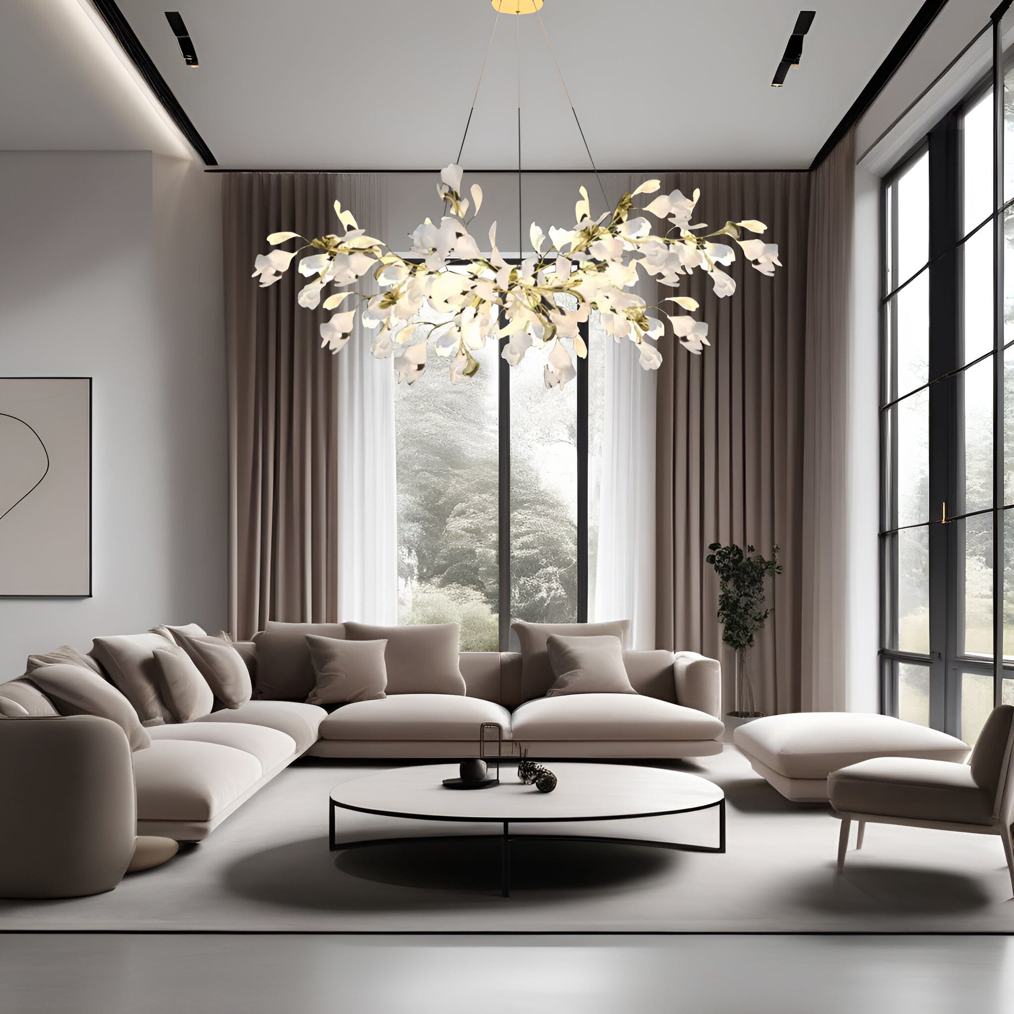 Lustre Lunsera en Céramique à Pétales avec Finition en Verre Givré | Lersk