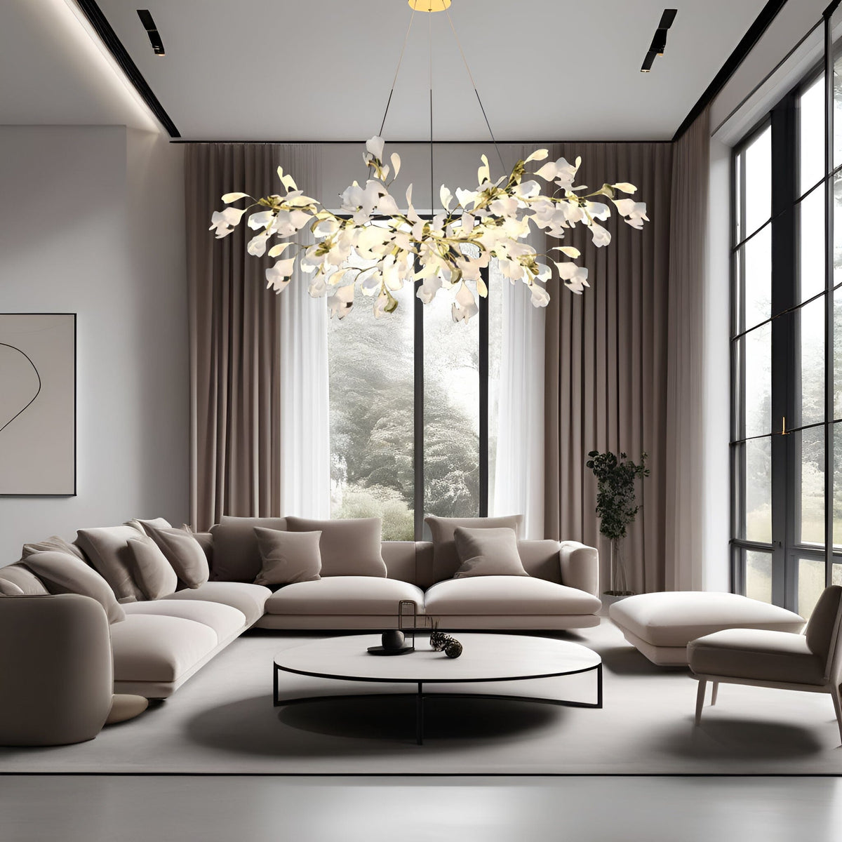 LumaPetal Ceramic Chandelier with Dimmable LEDs Soft Glow