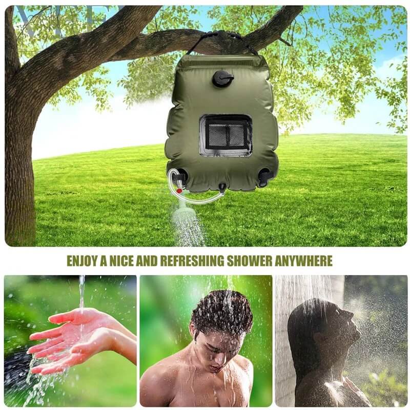 Solar Shower Bag For Backpackers With Removable Hose And Hot On Off Switch | Lersk