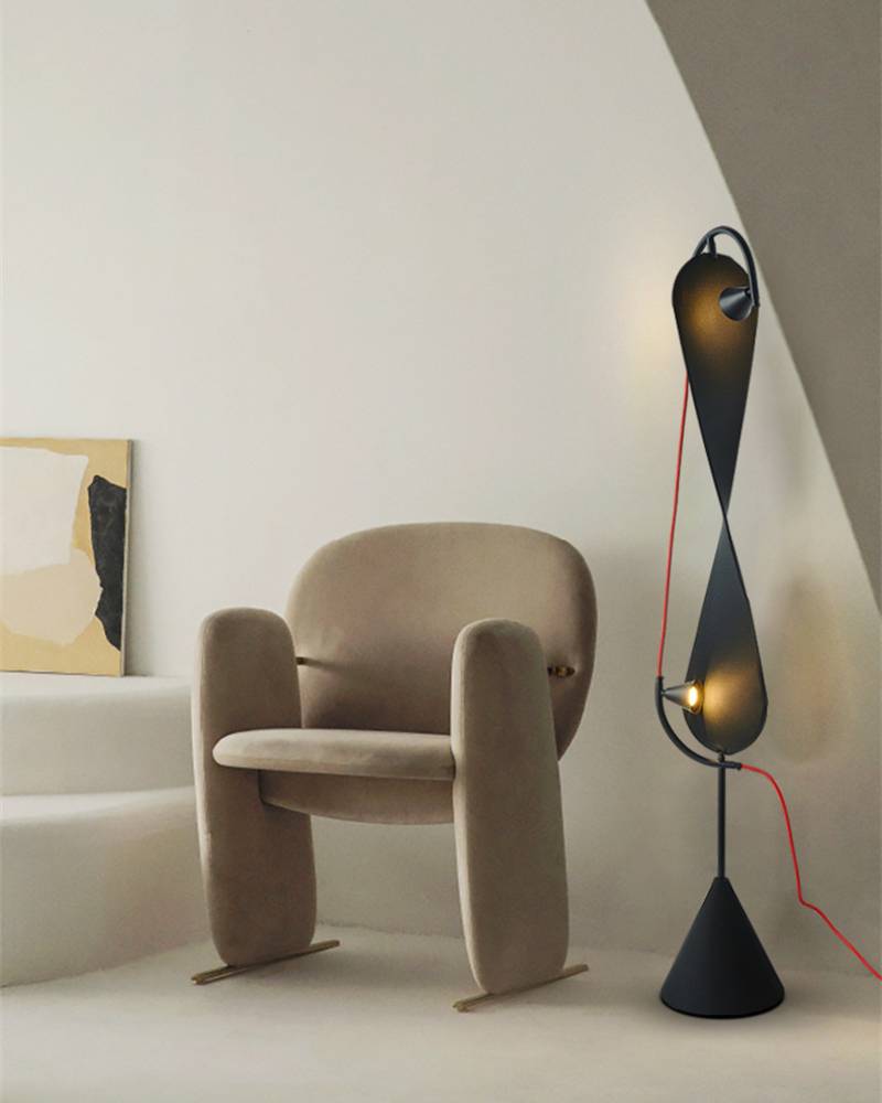 Modern Artistic Floor Lamp In Black Sculptural Form | Lersk