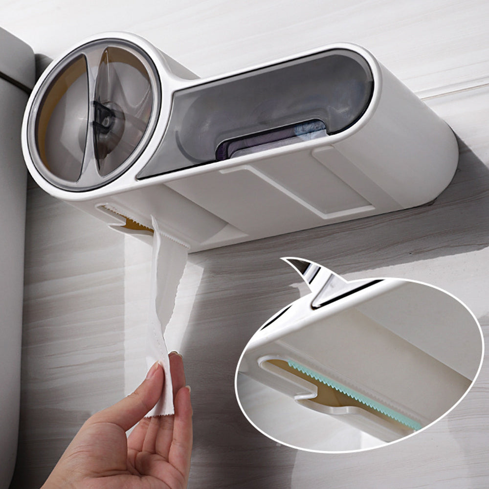 Porte-papier toilette autocollant étanche avec rangement supplémentaire pour petites salles de bains | Lersk