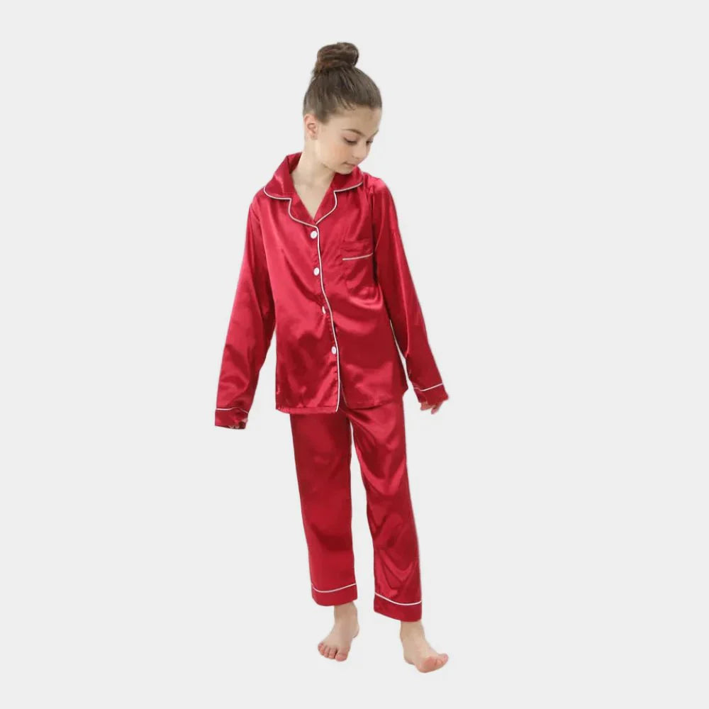 Weiches Seiden-Kinder-Pyjama-Set Atmungsaktive Schlafbekleidung für Komfort | Lersk