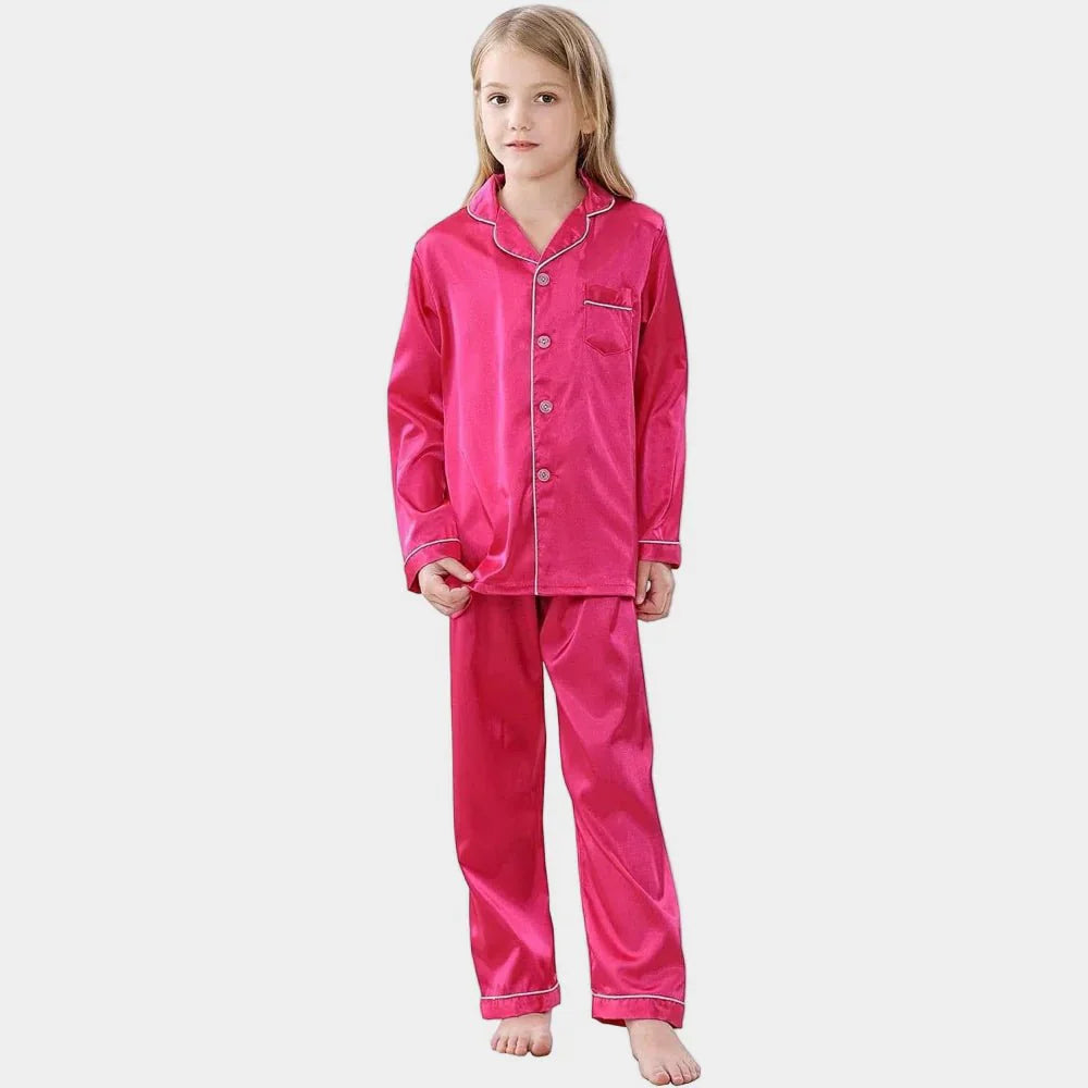 Weiches Seiden-Kinder-Pyjama-Set Atmungsaktive Schlafbekleidung für Komfort | Lersk