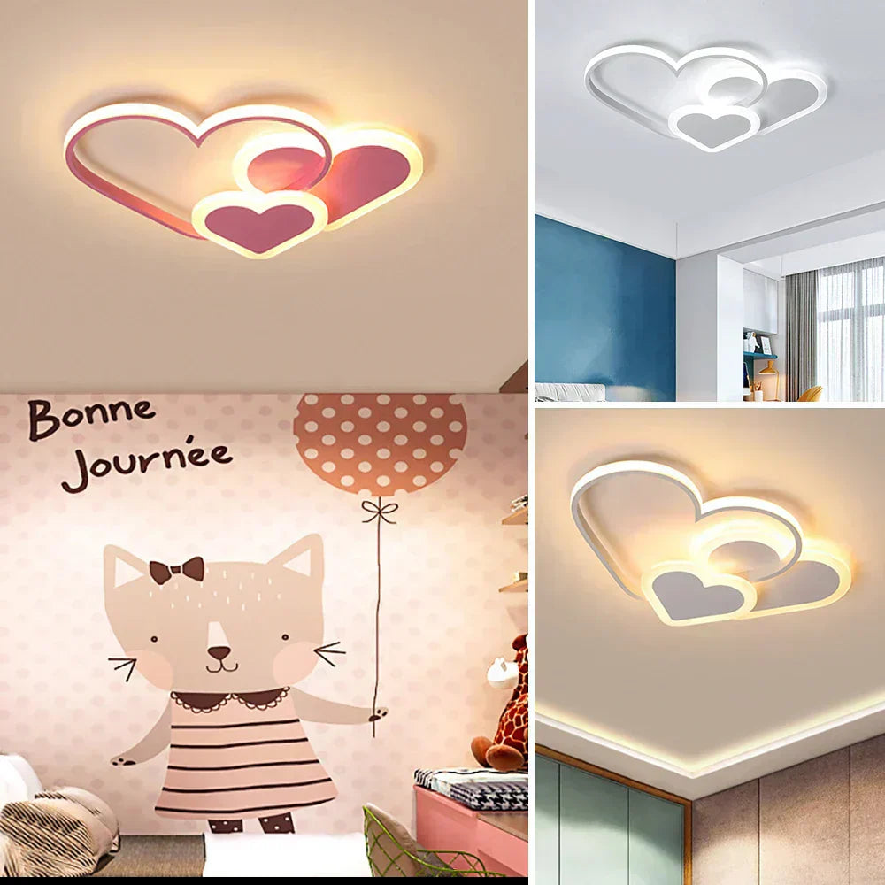 Stropní lampa PetalGlow Soft Heart Bright pro dětské pokoje | Lersk