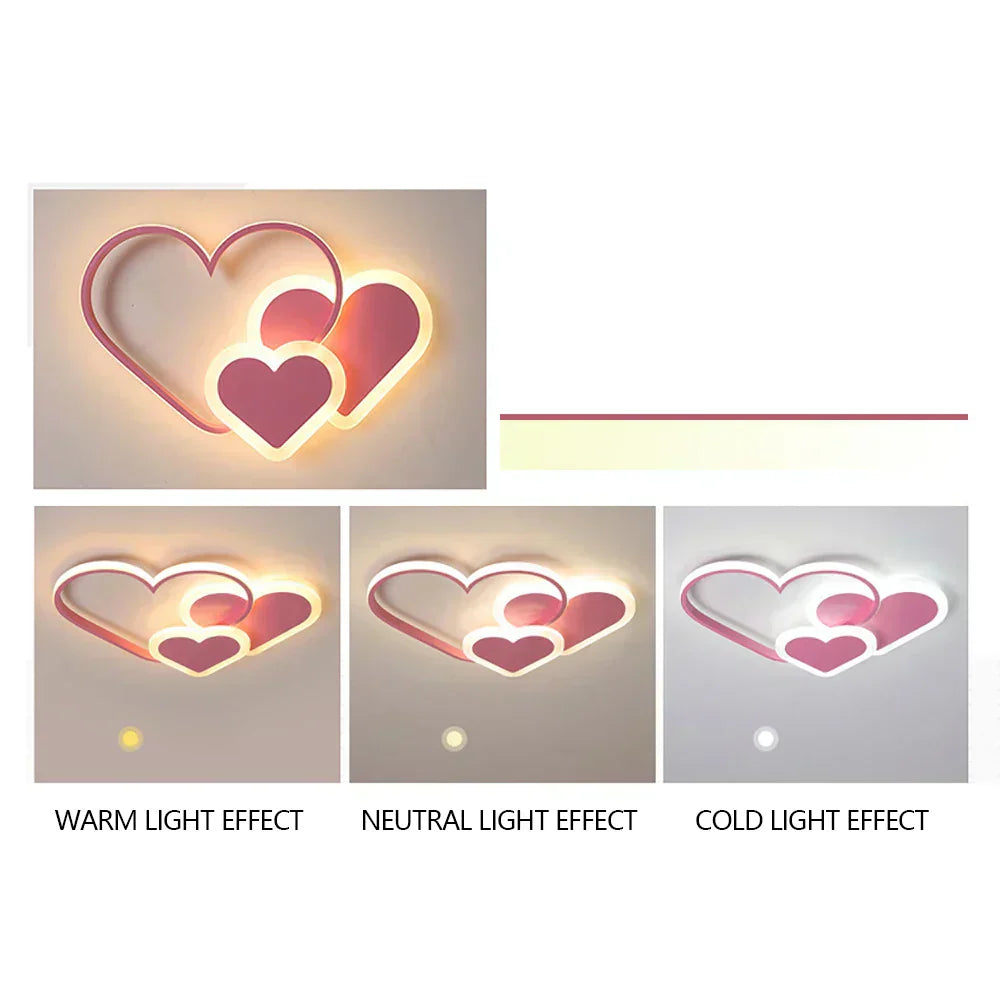 Stropní lampa PetalGlow Soft Heart Bright pro dětské pokoje | Lersk