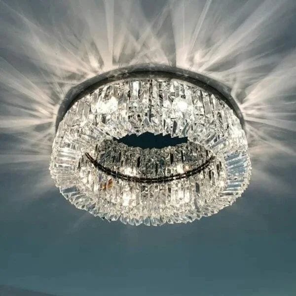LuminaNest Elegant Gold Crystal Flush Mount Dining Room Chandelier | Lersk