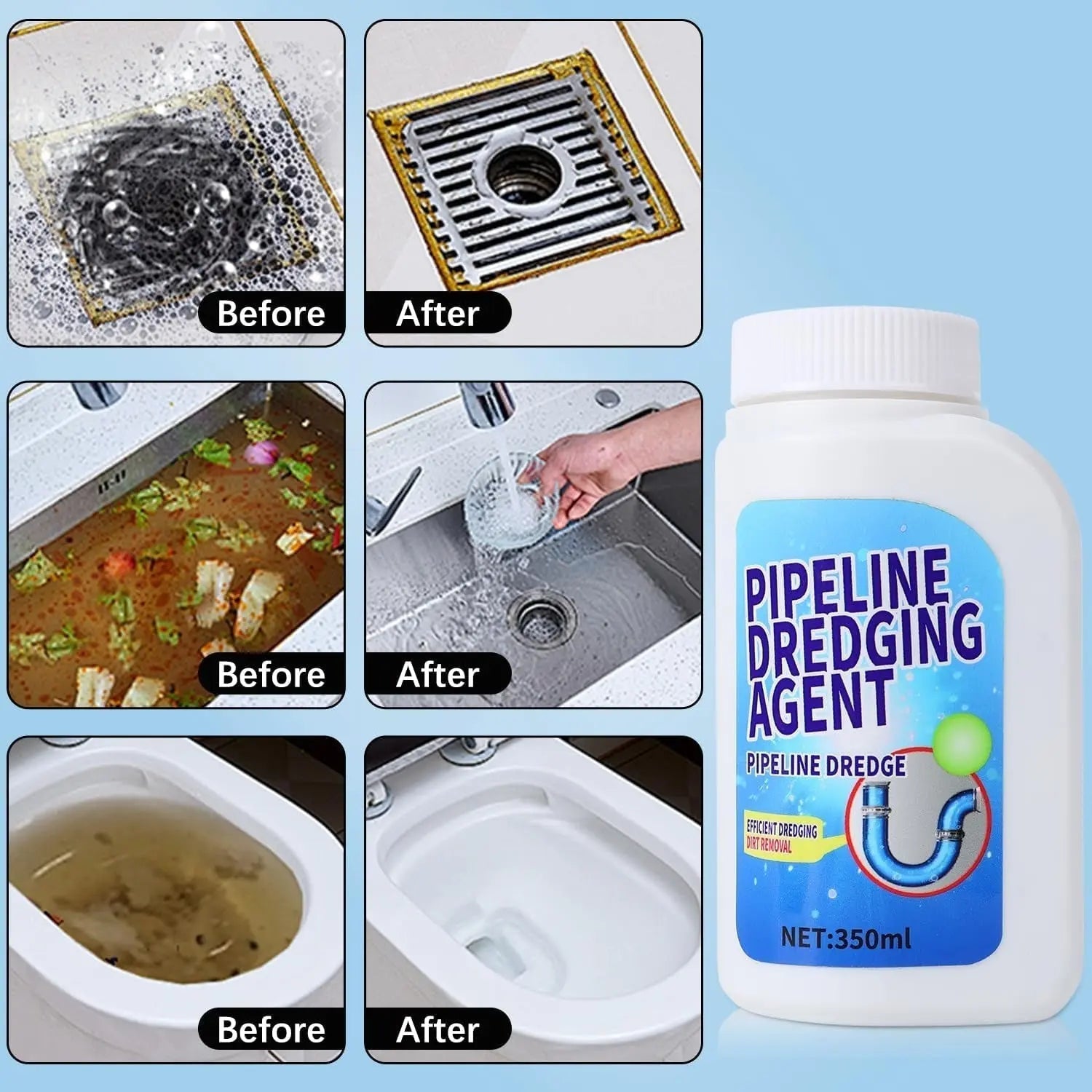 Powerful Drain Cleaner Against Clogs and 99 Percent Germs for Everyday Home Use | Lersk