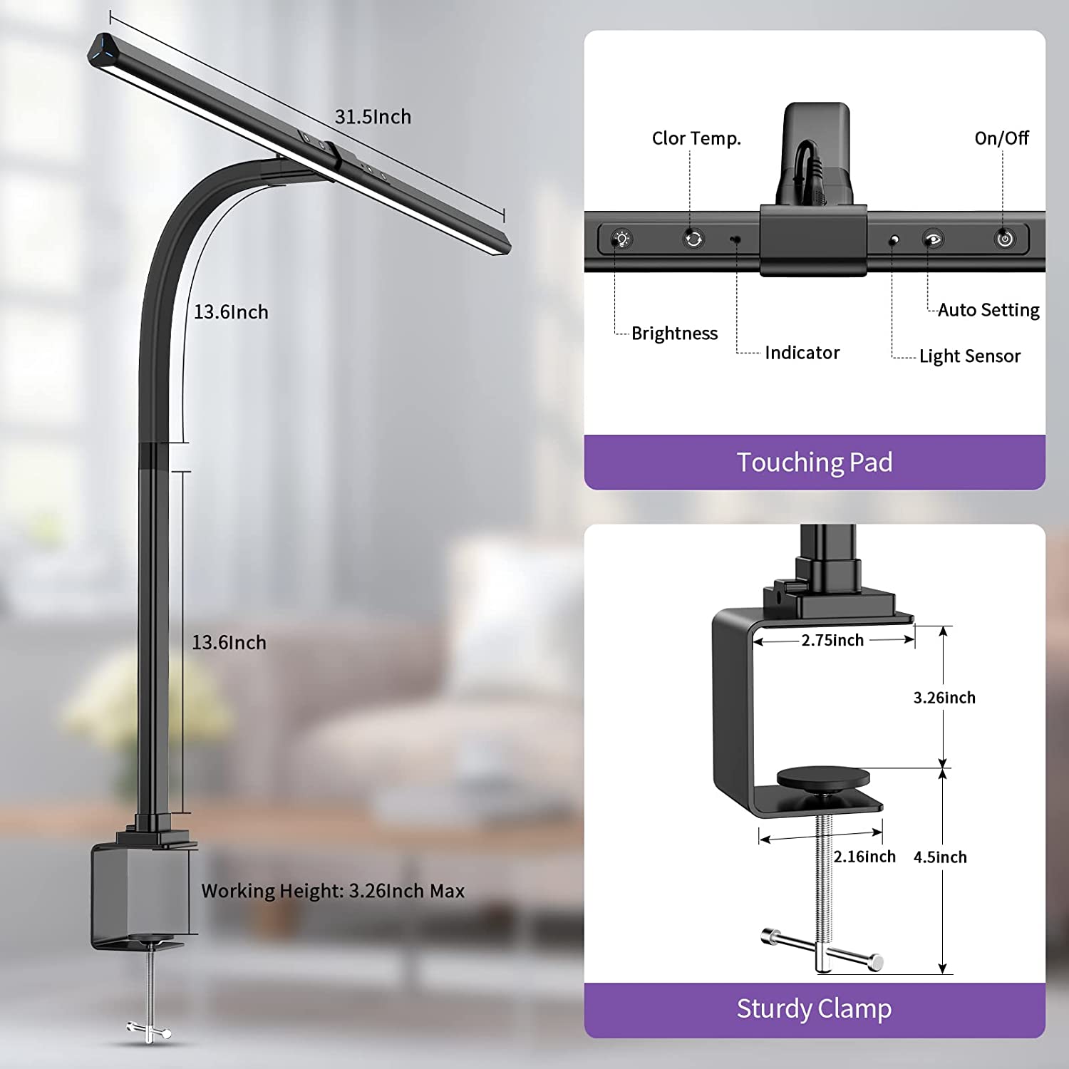 NovaClamp LED Desk Lamp for Modern Home Office Use | Lersk