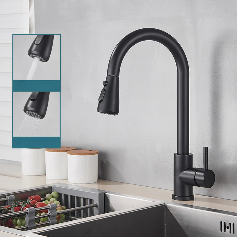 NoirFlow Retractable Kitchen Mixer Tap With Pull Out Spout | Lersk