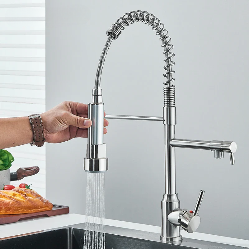 Miscelatore da cucina NovaPulse con rotazione a 360° finitura nichel spazzolato | Lersk