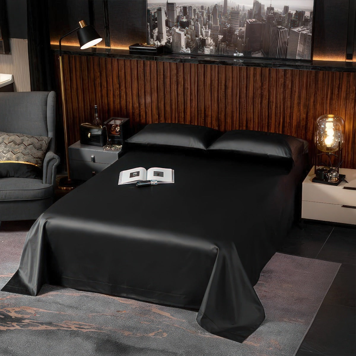 Sada ložního prádla Nymera Black z egyptské bavlny Luxe | Lersk