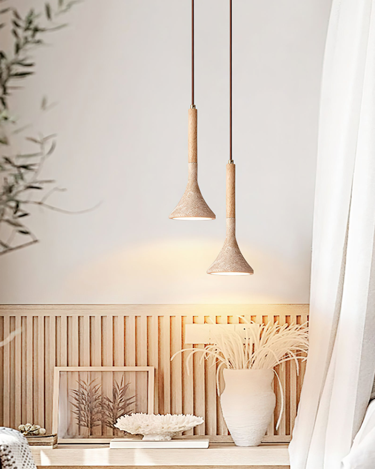 Ardena Natural Wood Pendant Ceiling Light Minimalist | Lersk