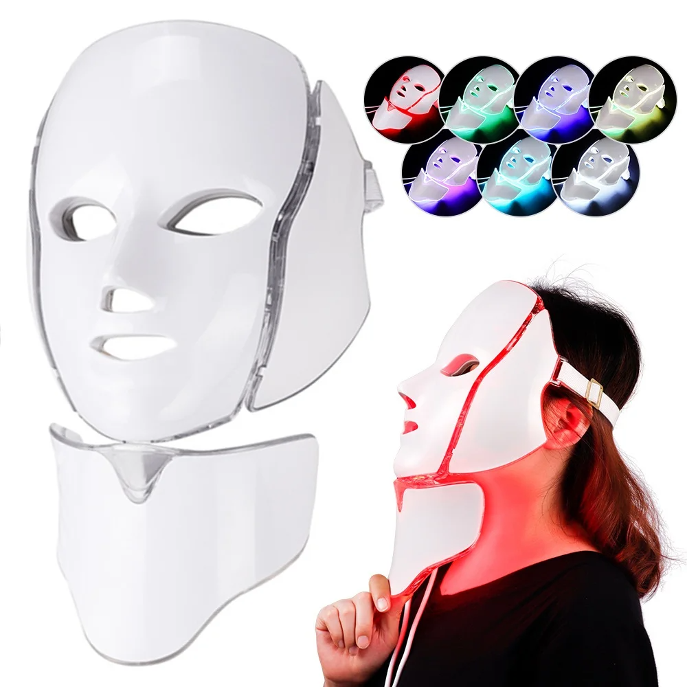 7 Color LED Red Light Therapy Mask For Face And Neck With Spa Quality Glow | Lersk