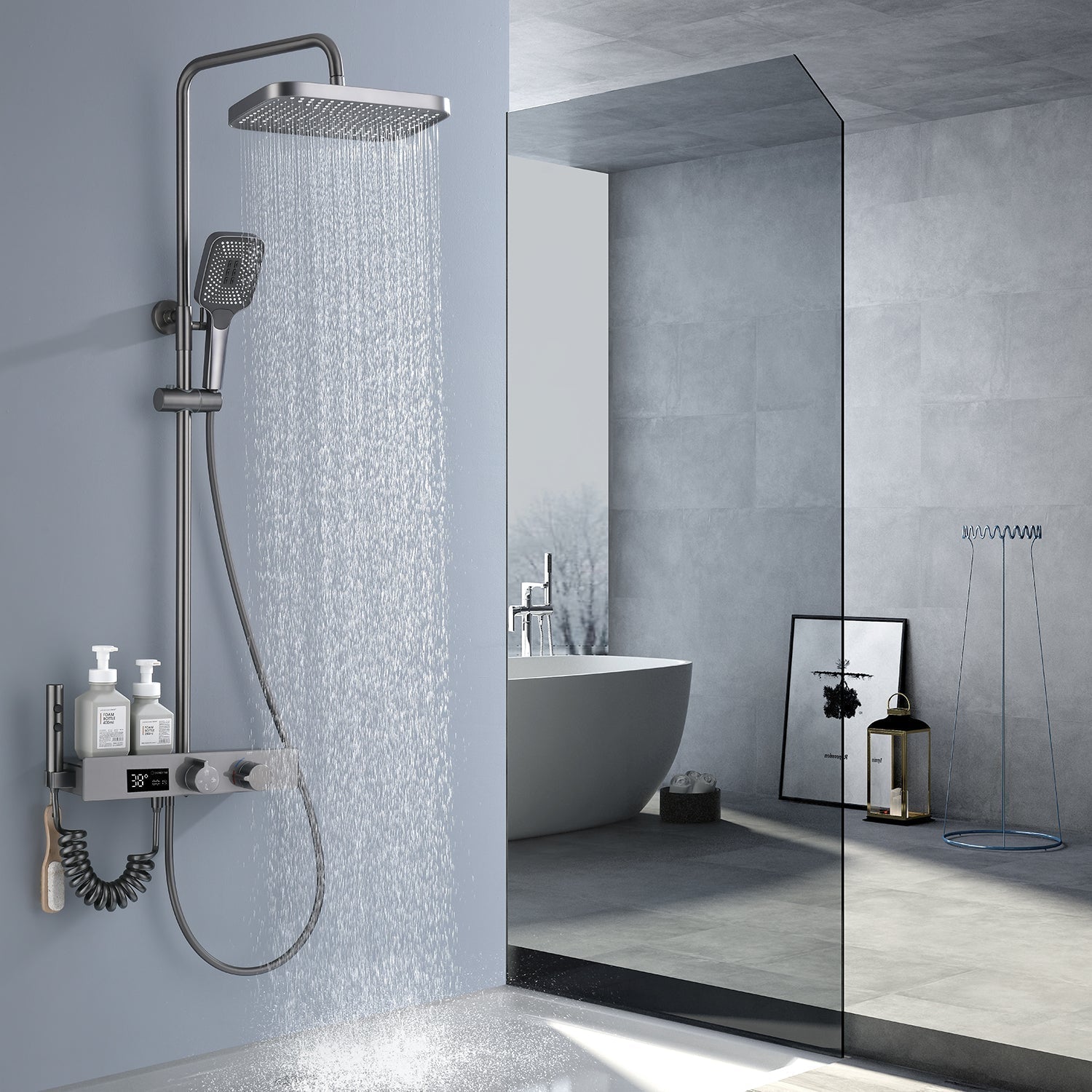 HydraSense Thermostatic Shower System With Four Water Outlet Modes | Lersk