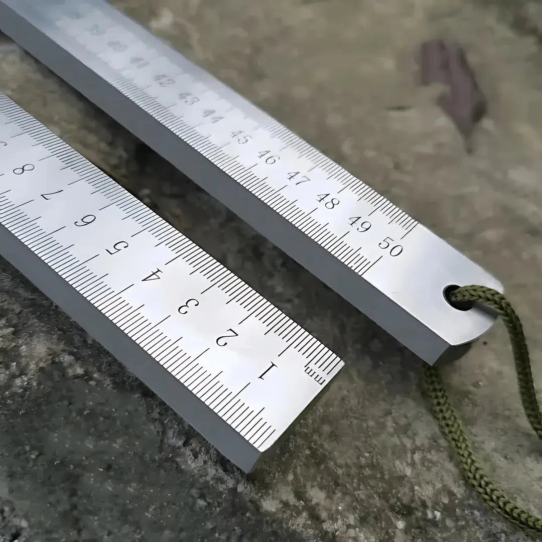 Hardened Steel Ruler With Inch And Centimeter Scales, Non-Slip Grip, Emergency Tool | Lersk