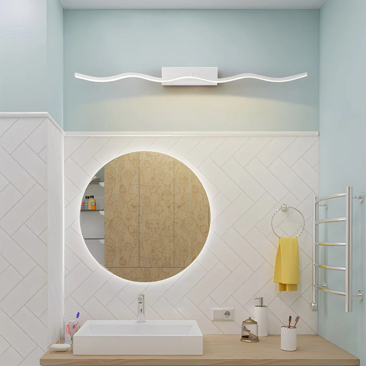 Aplique de pared lineal para baño con espejo | Lersk