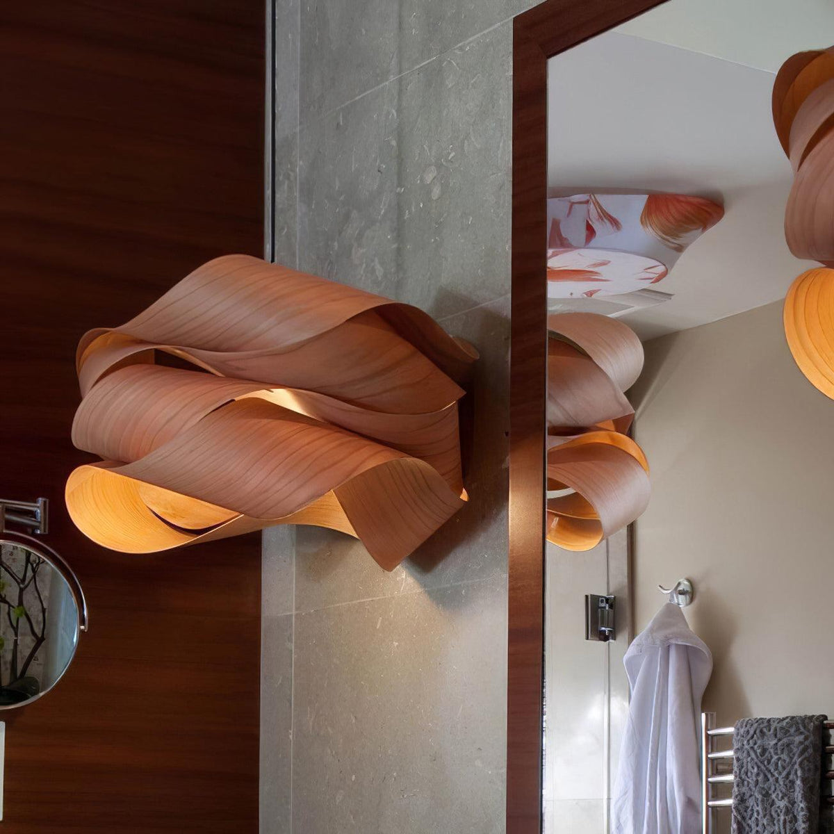 LumaOak Handcrafted Wood Grain Pendant Light for Living