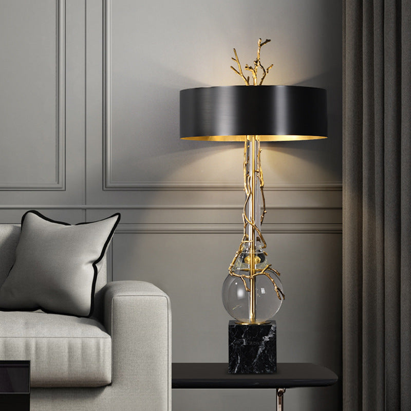 Elegant Marble Base Table Lamp With Black Shade - Modern Designer Lighting | Lersk