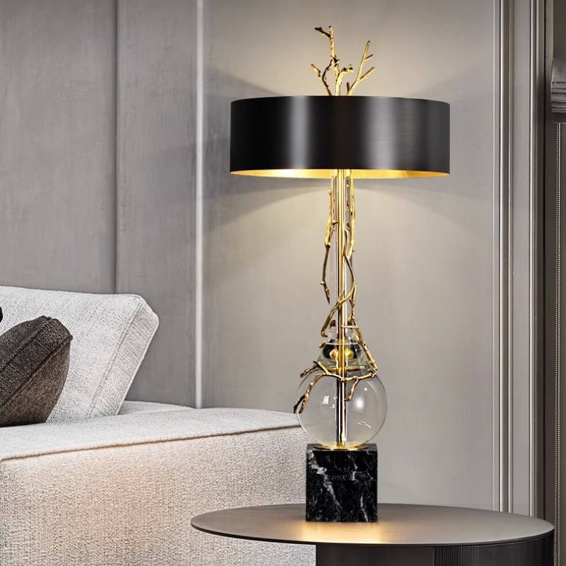 Elegant Marble Base Table Lamp With Black Shade - Modern Designer Lighting | Lersk