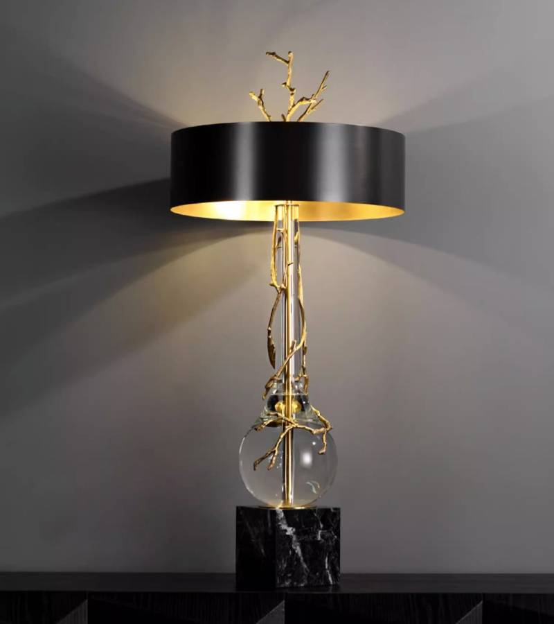 Elegant Marble Base Table Lamp With Black Shade - Modern Designer Lighting | Lersk
