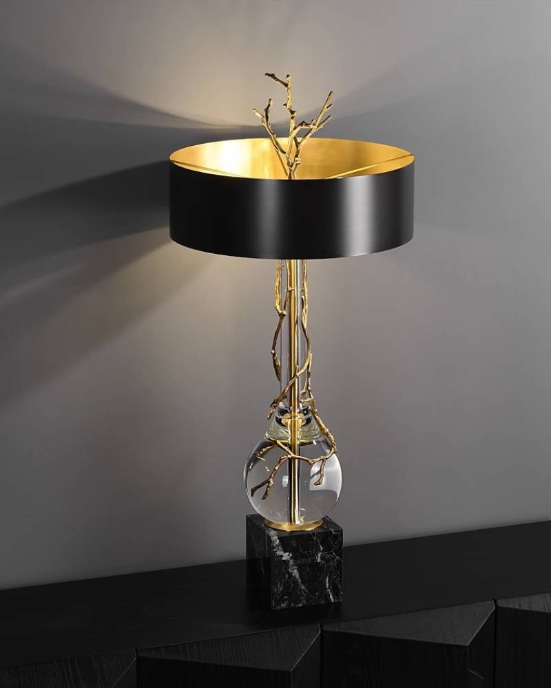 Elegant Marble Base Table Lamp With Black Shade - Modern Designer Lighting | Lersk