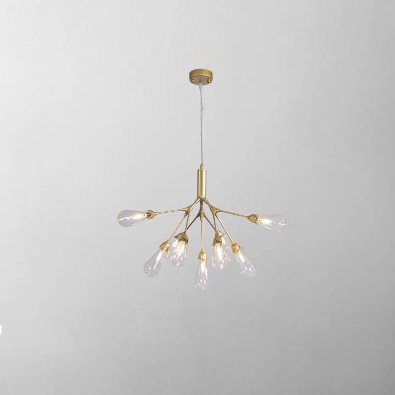 Lustre moderne en branche dorée, luminaire de plafond contemporain pour salons et salles à manger | Lersk