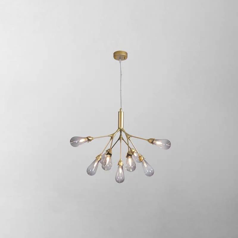 Lustre moderne en branche dorée, luminaire de plafond contemporain pour salons et salles à manger | Lersk