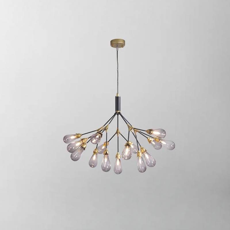 Lustre moderne en branche dorée, luminaire de plafond contemporain pour salons et salles à manger | Lersk