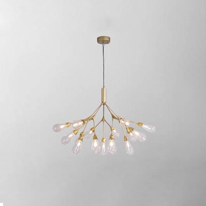Lustre moderne en branche dorée, luminaire de plafond contemporain pour salons et salles à manger | Lersk