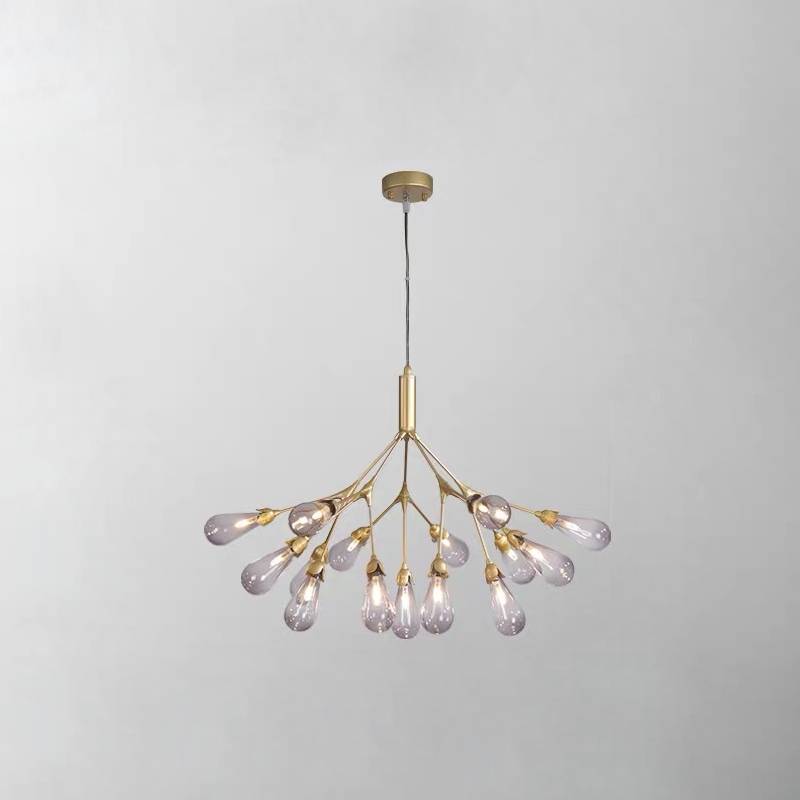 Lustre moderne en branche dorée, luminaire de plafond contemporain pour salons et salles à manger | Lersk