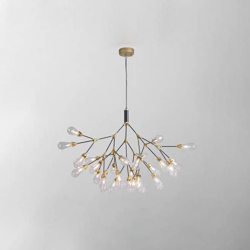 Lustre moderne en branche dorée, luminaire de plafond contemporain pour salons et salles à manger | Lersk